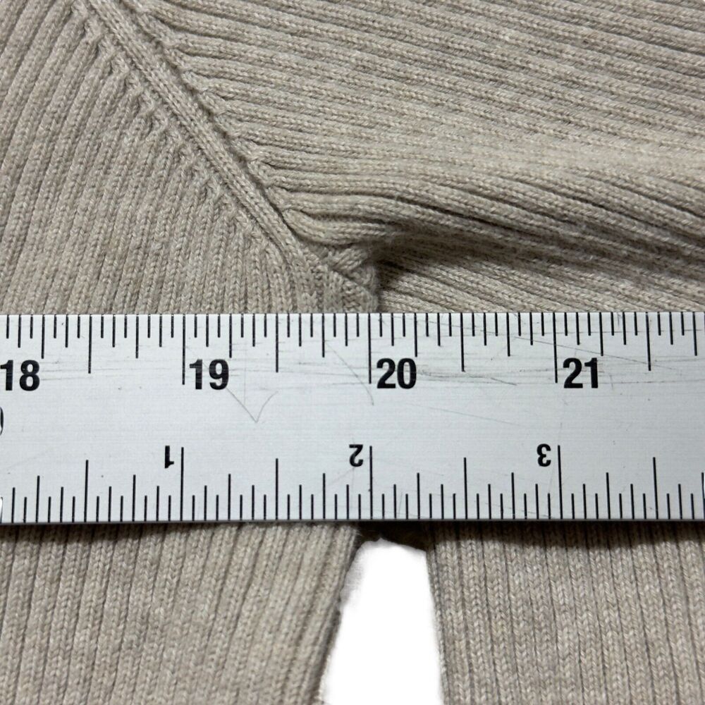 Lauren Ralph Lauren Sweater Women's 1X Beige Ribbed Knit Lace-Trim Snap Henley - Picture 6 of 6